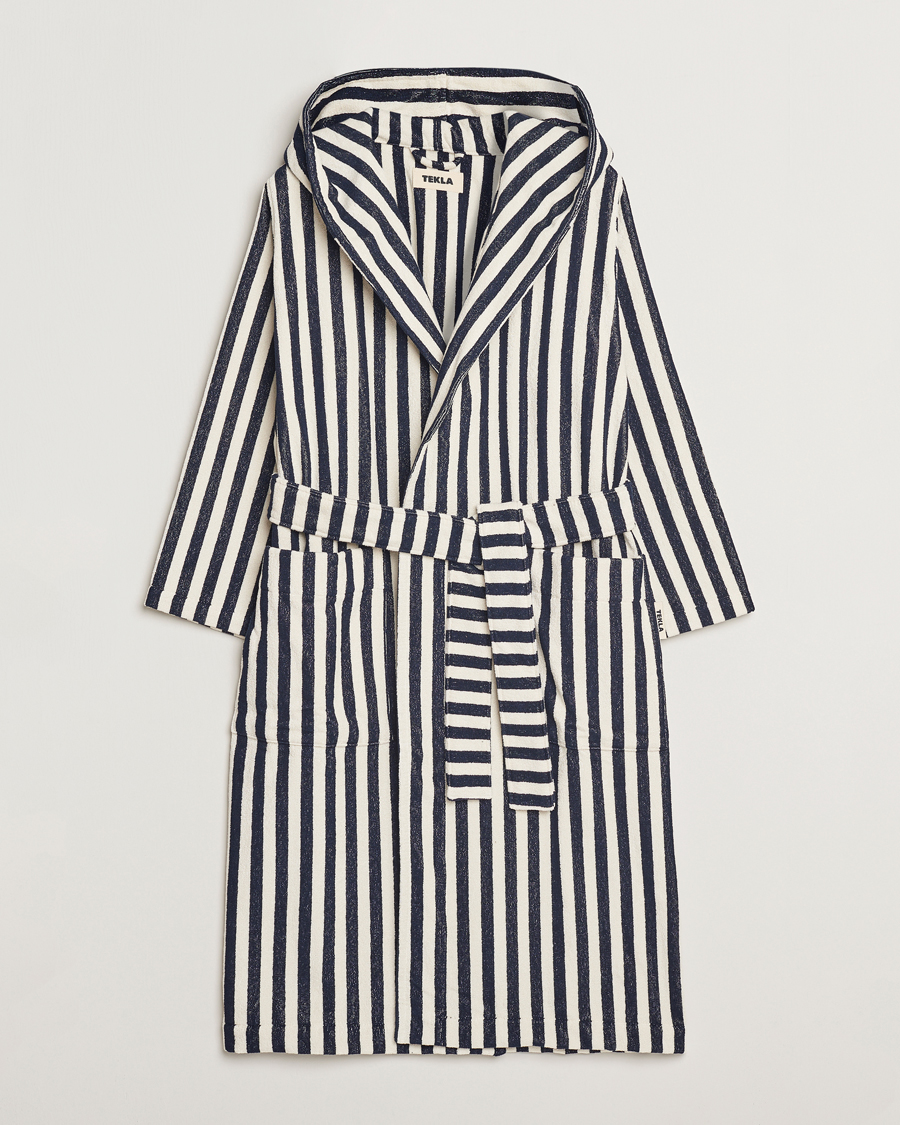 Men | Tekla Organic Terry Hooded Bathrobe Humbug Stripes | Tekla | Organic Terry Hooded Bathrobe Humbug Stripes