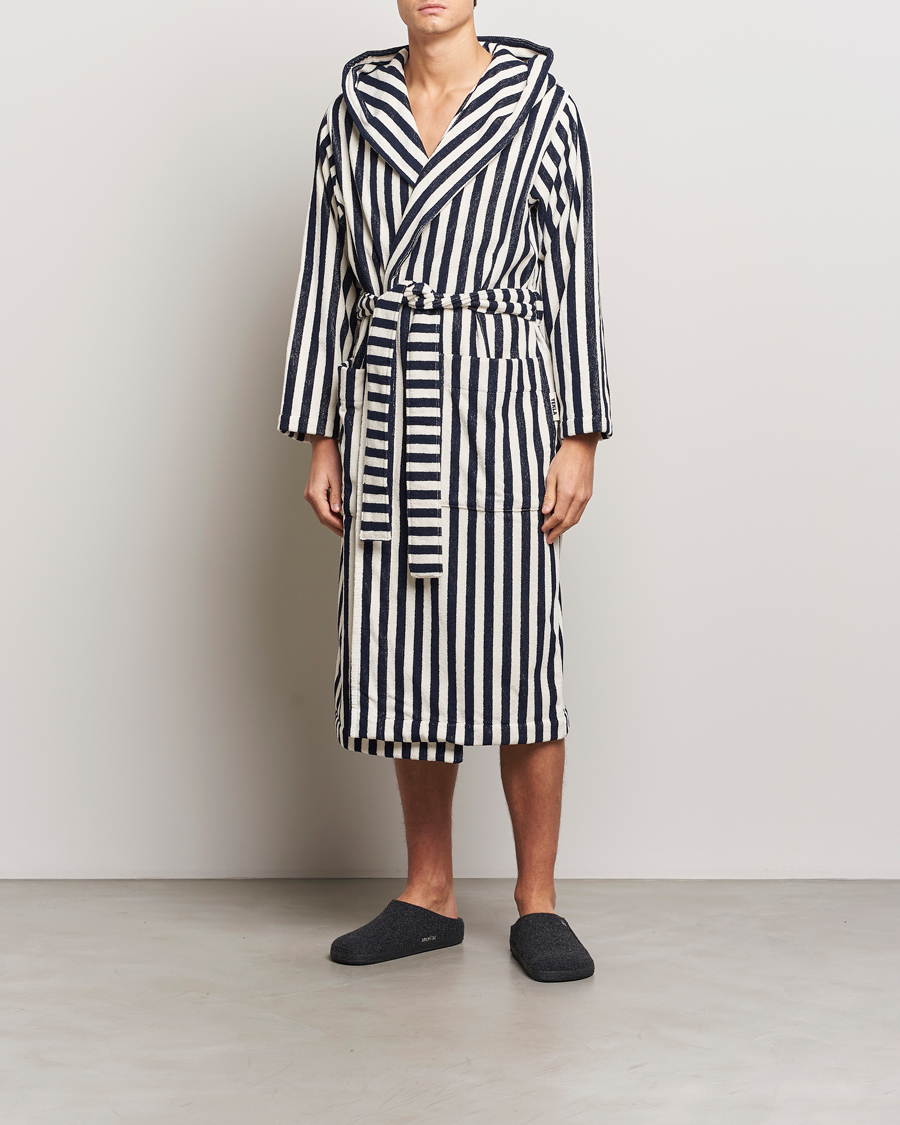 Men | Tekla Organic Terry Hooded Bathrobe Humbug Stripes | Tekla | Organic Terry Hooded Bathrobe Humbug Stripes