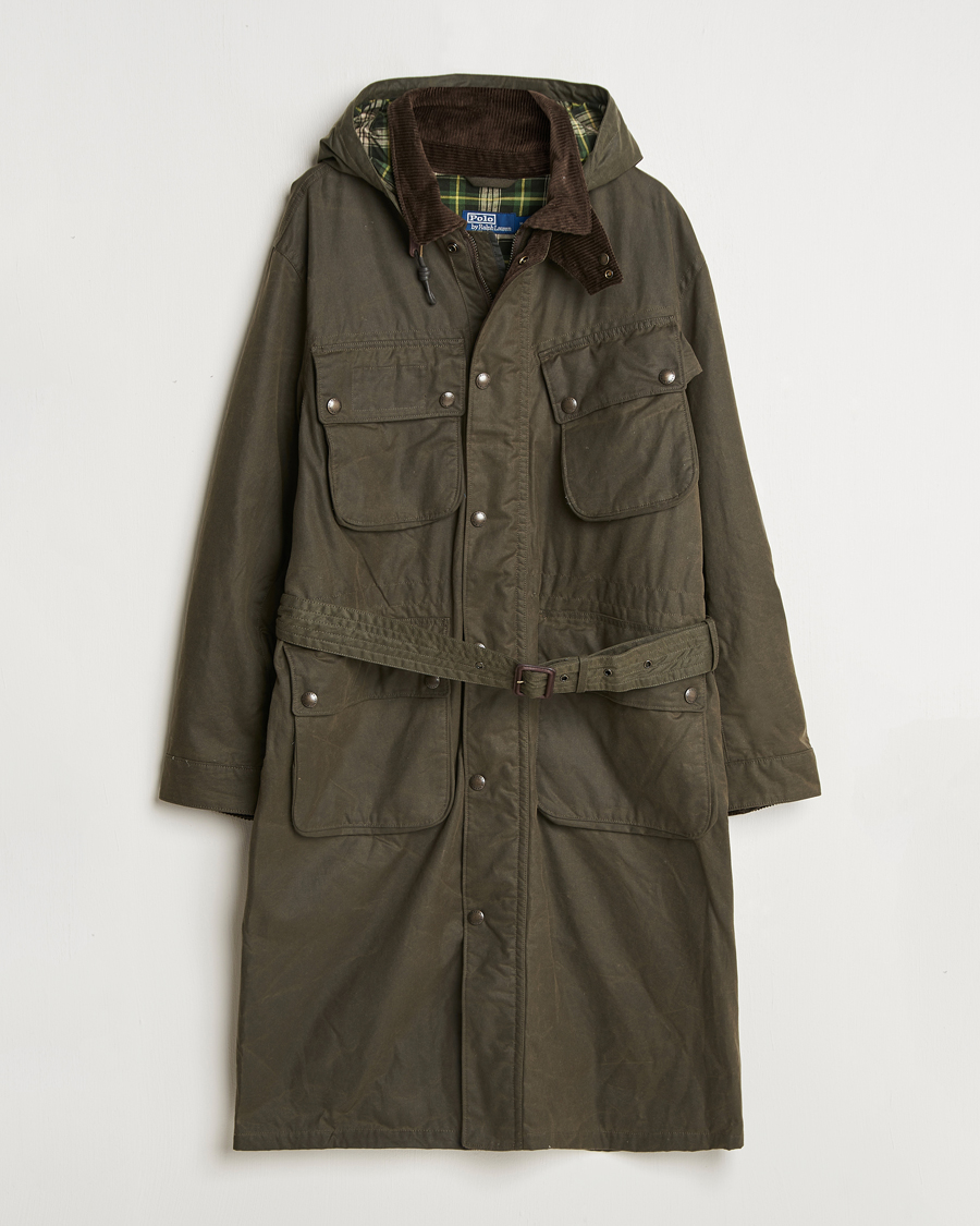 Men | Coats & Jackets | Polo Ralph Lauren | Stewart Belted Coat Oil Cloth Green
