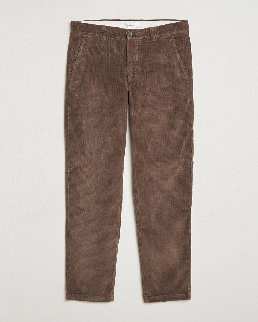 Men | Trousers | KnowledgeCotton Apparel | Chuck Regular Cord Trousers Chocolate