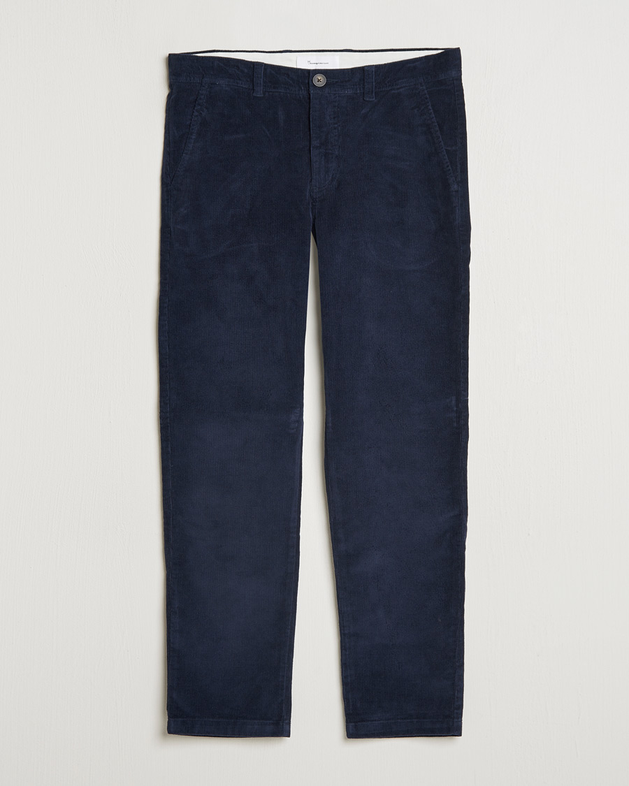 Men | Trousers | KnowledgeCotton Apparel | Chuck Regular Cord Trousers Night Sky