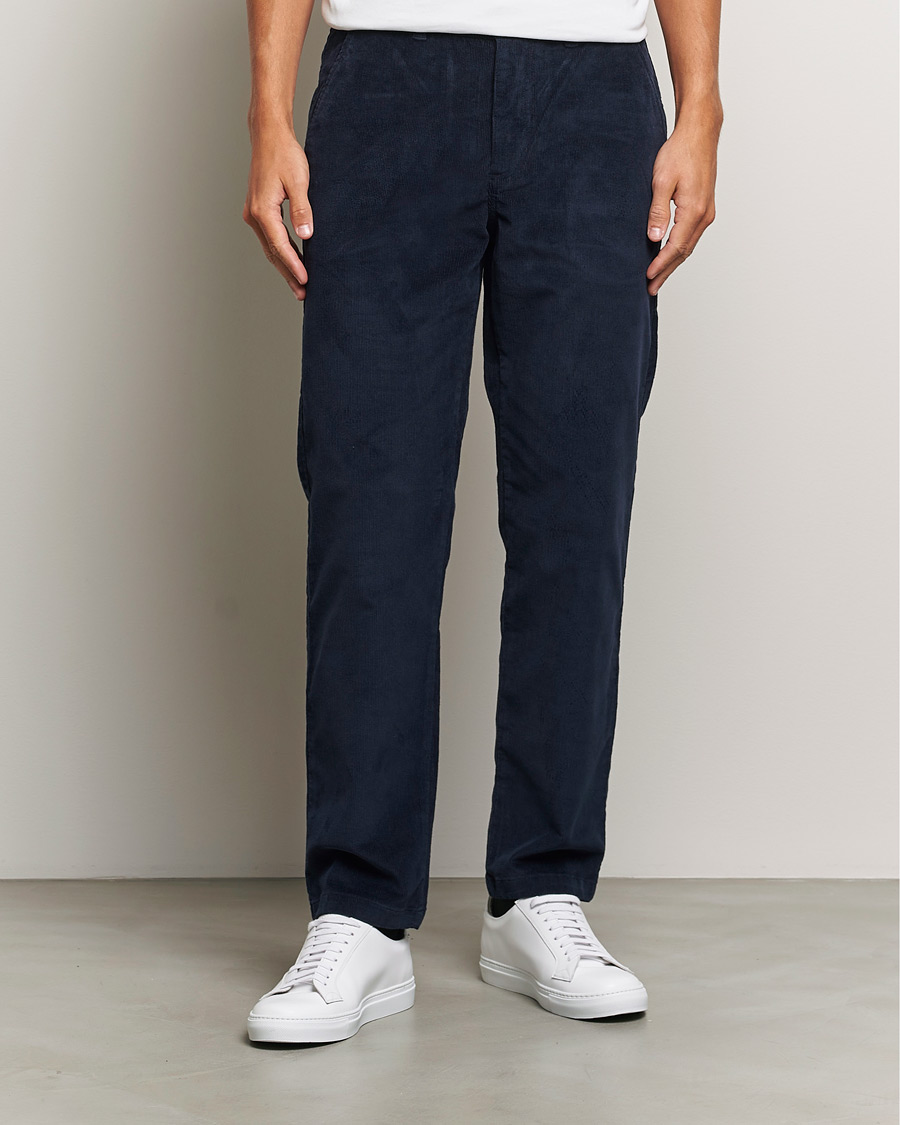 Men | Trousers | KnowledgeCotton Apparel | Chuck Regular Cord Trousers Night Sky