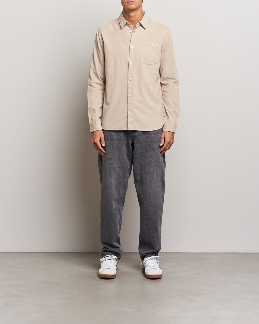 Men | Shirts | KnowledgeCotton Apparel | Regular Fit Corduroy Shirt Beige