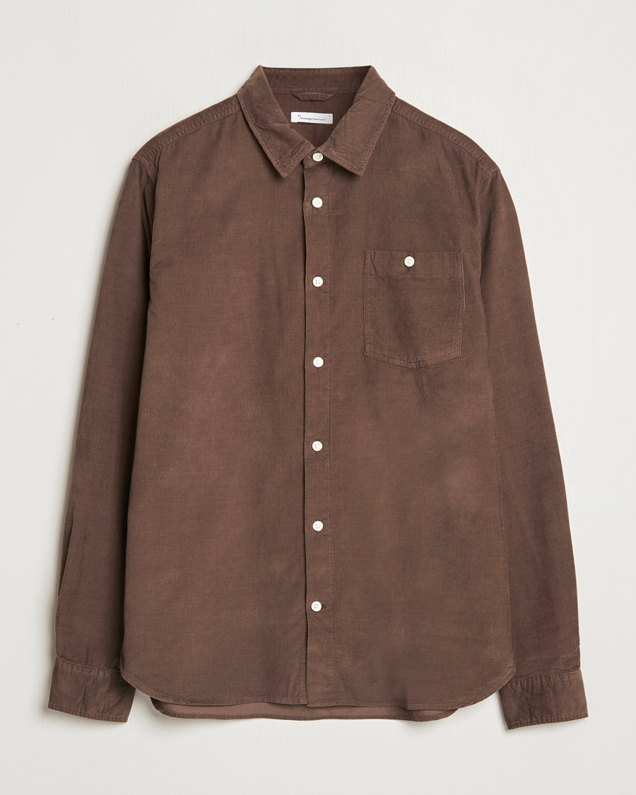 Men | Shirts | KnowledgeCotton Apparel | Regular Fit Corduroy Shirt Brown
