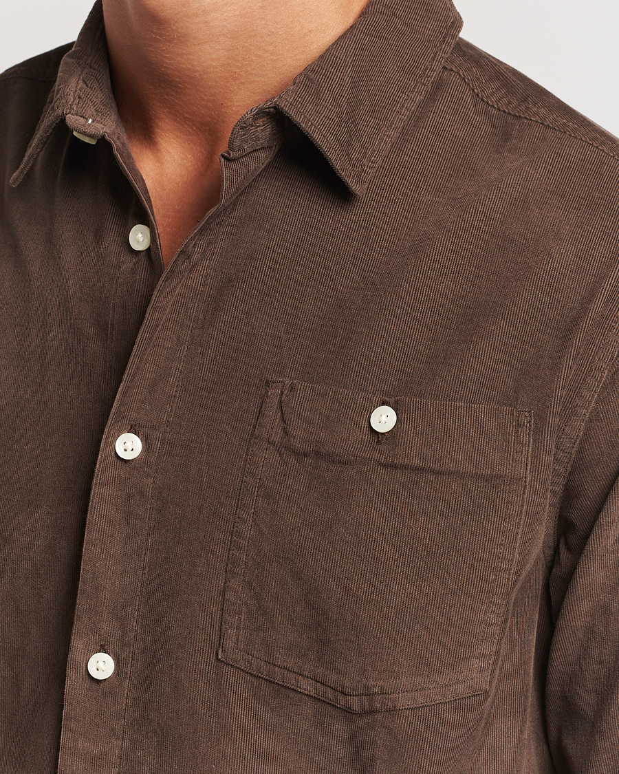 Men | Shirts | KnowledgeCotton Apparel | Regular Fit Corduroy Shirt Brown