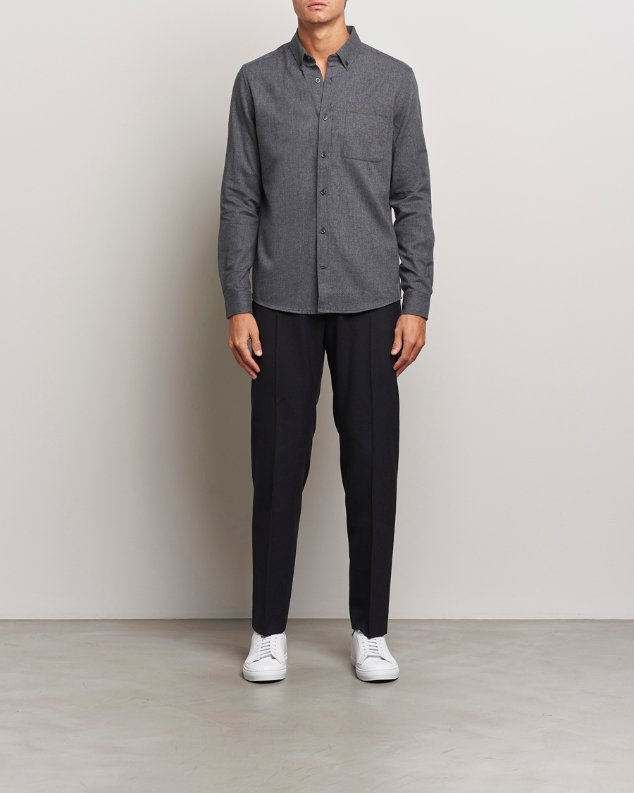Men | Shirts | KnowledgeCotton Apparel | Regular Fit Melange Flannel Shirt Grey