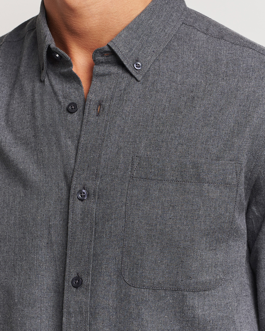 Men | Shirts | KnowledgeCotton Apparel | Regular Fit Melange Flannel Shirt Grey