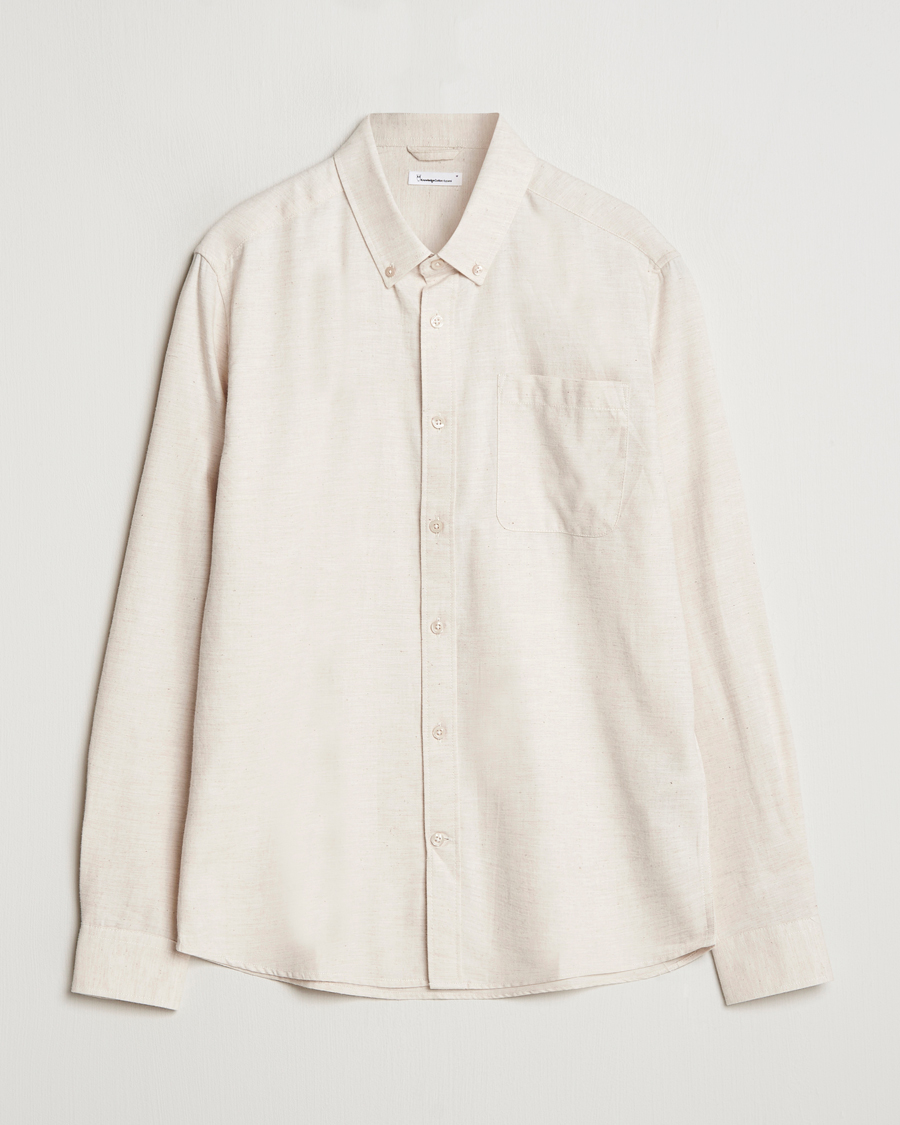 Men | Shirts | KnowledgeCotton Apparel | Regular Fit Melange Flannel Shirt Greish