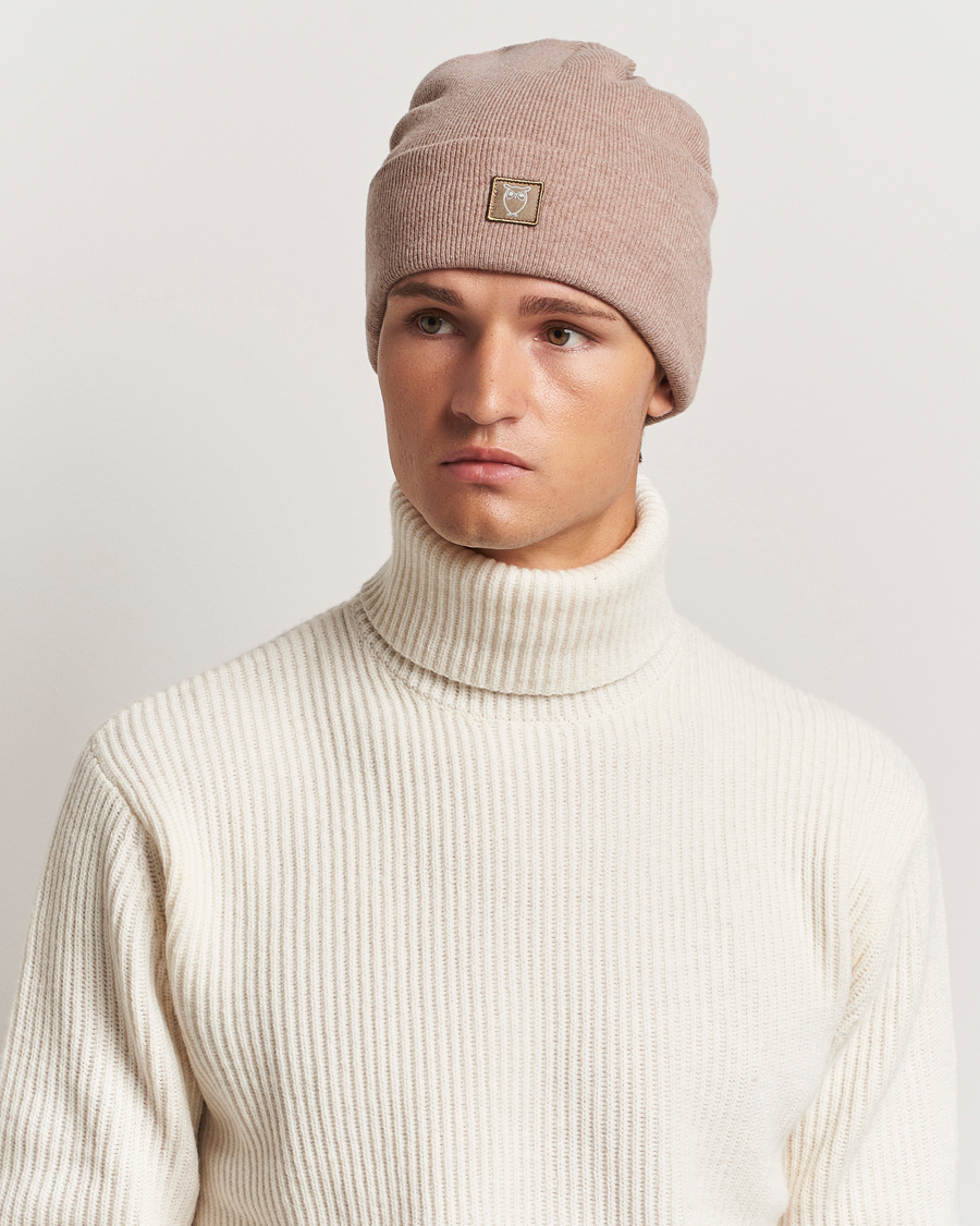 Men | KnowledgeCotton Apparel Double Layer Wool Beanie Light Beige | KnowledgeCotton Apparel | Double Layer Wool Beanie Light Beige
