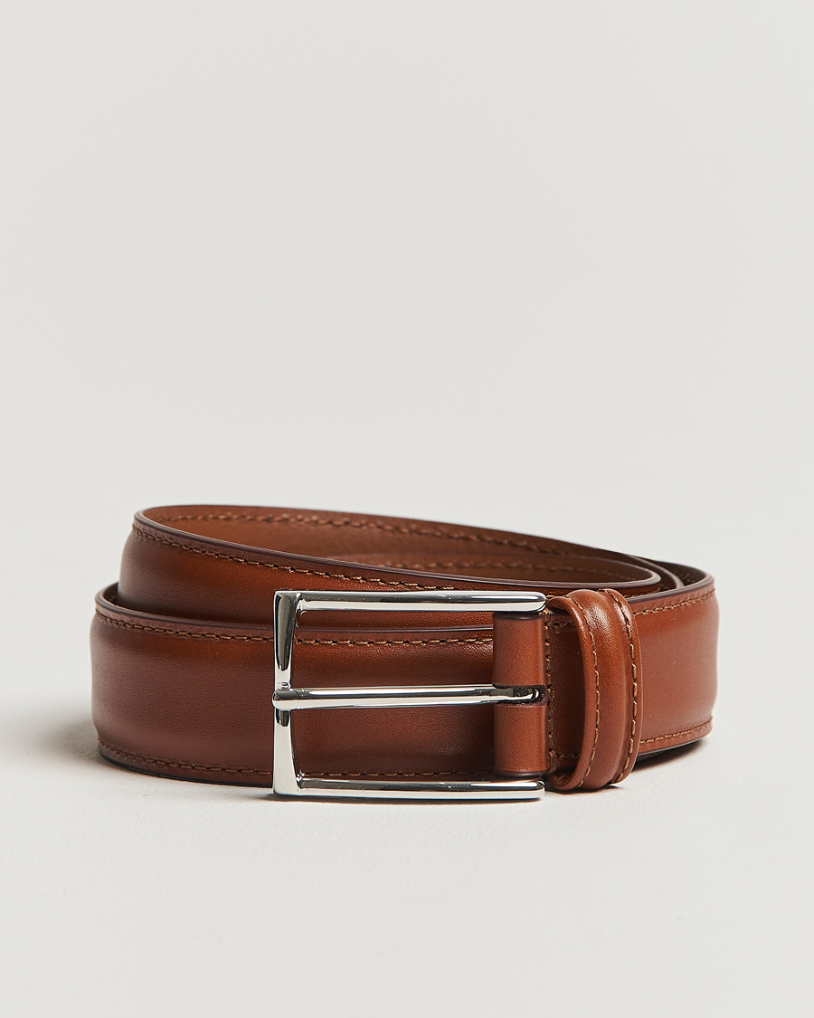 Men | Belts | Anderson's | Leather Suit Belt 3 cm Light Brown