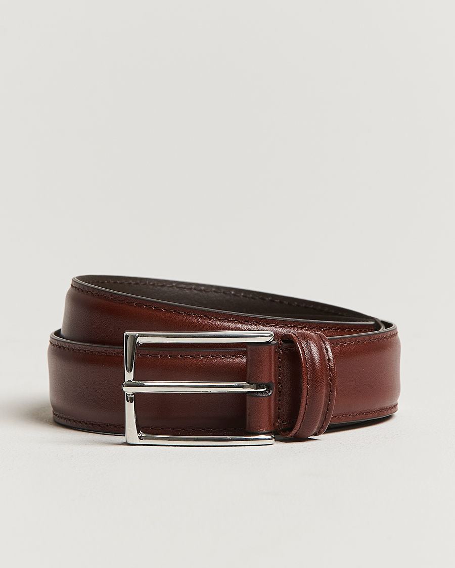 Men | Belts | Anderson's | Leather Suit Belt 3 cm Brown