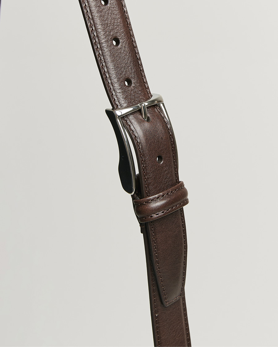 Men | Belts | Anderson's | Structure Leather Suit Belt 3 cm Dark Brown