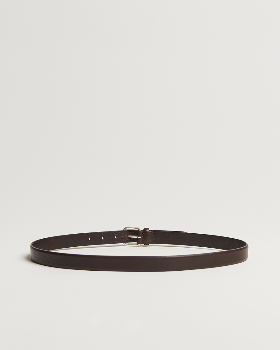Men | Belts | Anderson's | Grained Leather Belt 2,5 cm Dark Brown