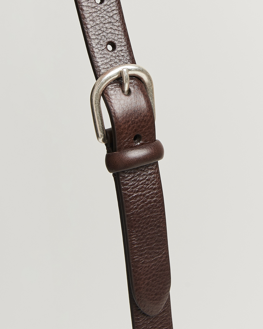 Men | Belts | Anderson's | Grained Leather Belt 2,5 cm Dark Brown