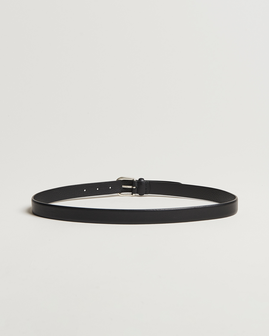 Men | Belts | Anderson's | Grained Leather Belt 2,5 cm Black