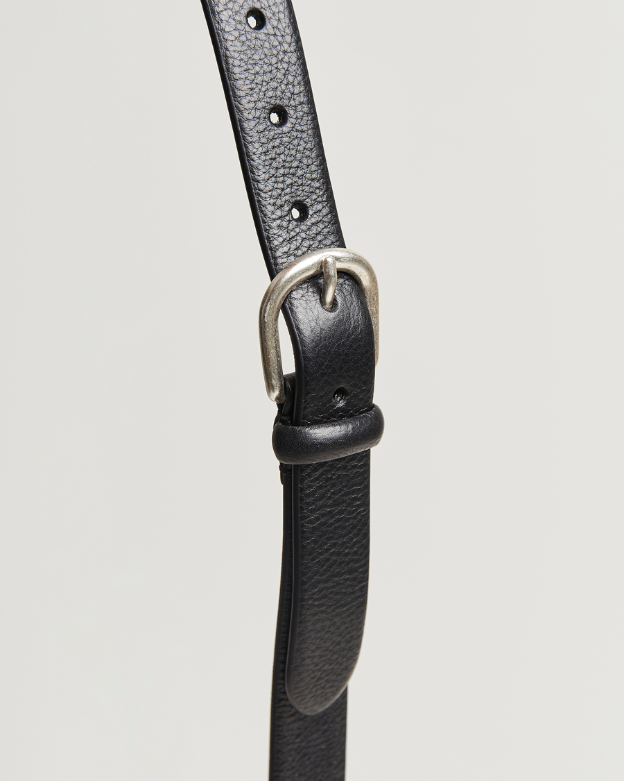 Men | Belts | Anderson's | Grained Leather Belt 2,5 cm Black