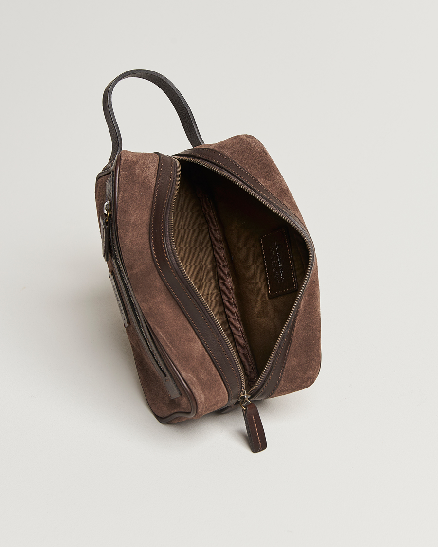 Men | Bags | Anderson's | Suede Washbag Dark Brown