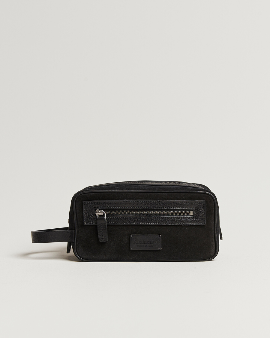 Men | Bags | Anderson's | Suede Washbag Black