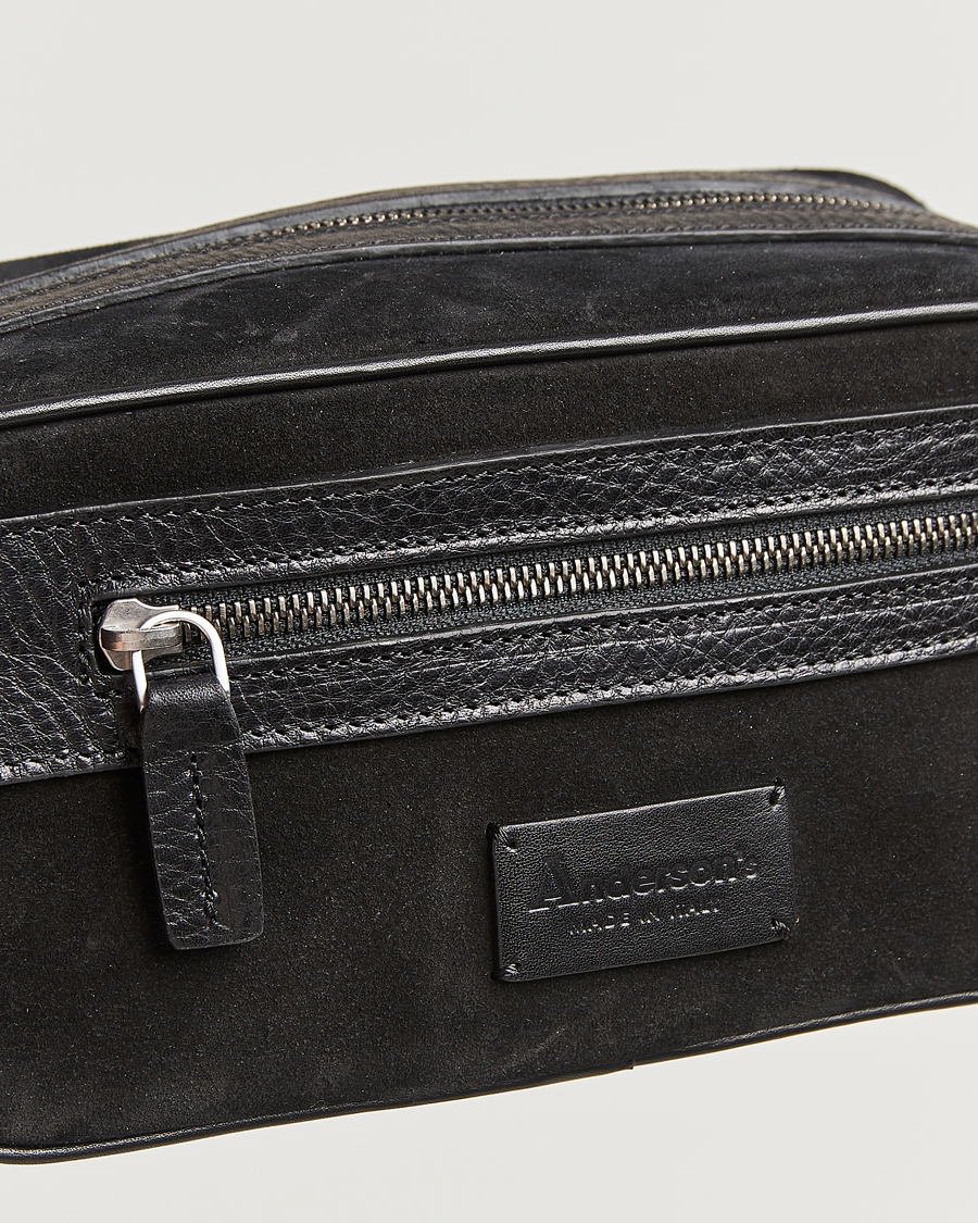 Men | Bags | Anderson's | Suede Washbag Black