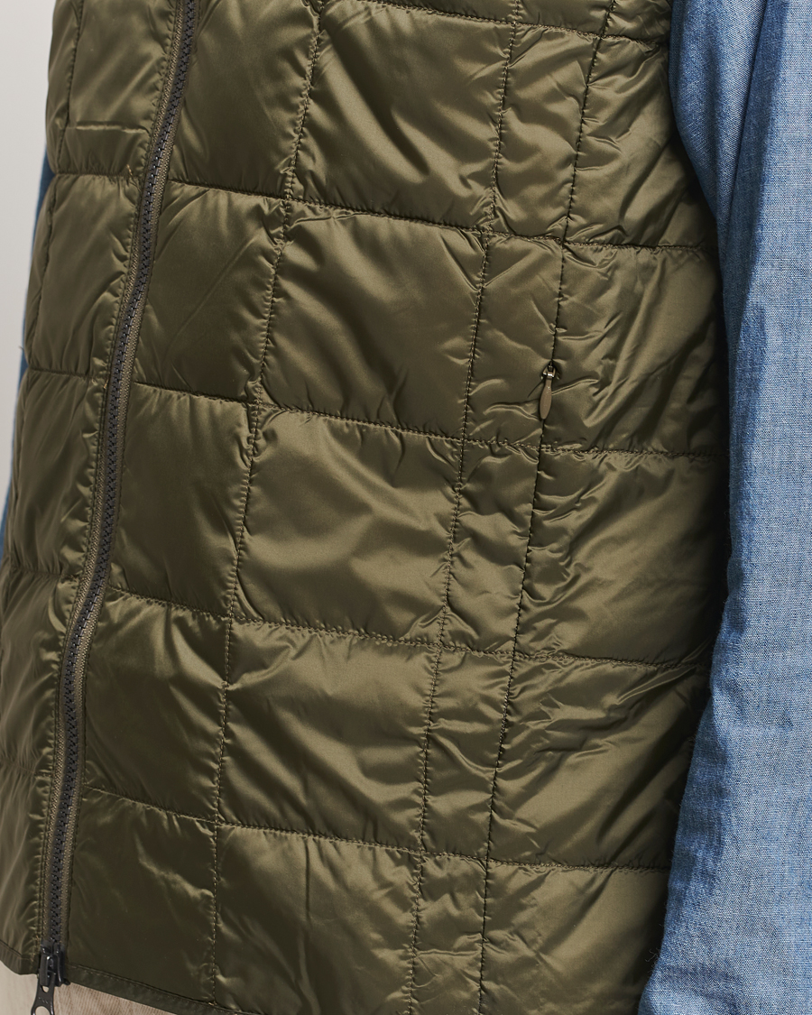 Men | Coats & Jackets | TAION | High Neck Full Zip Lightweight Down Vest Dark Olive