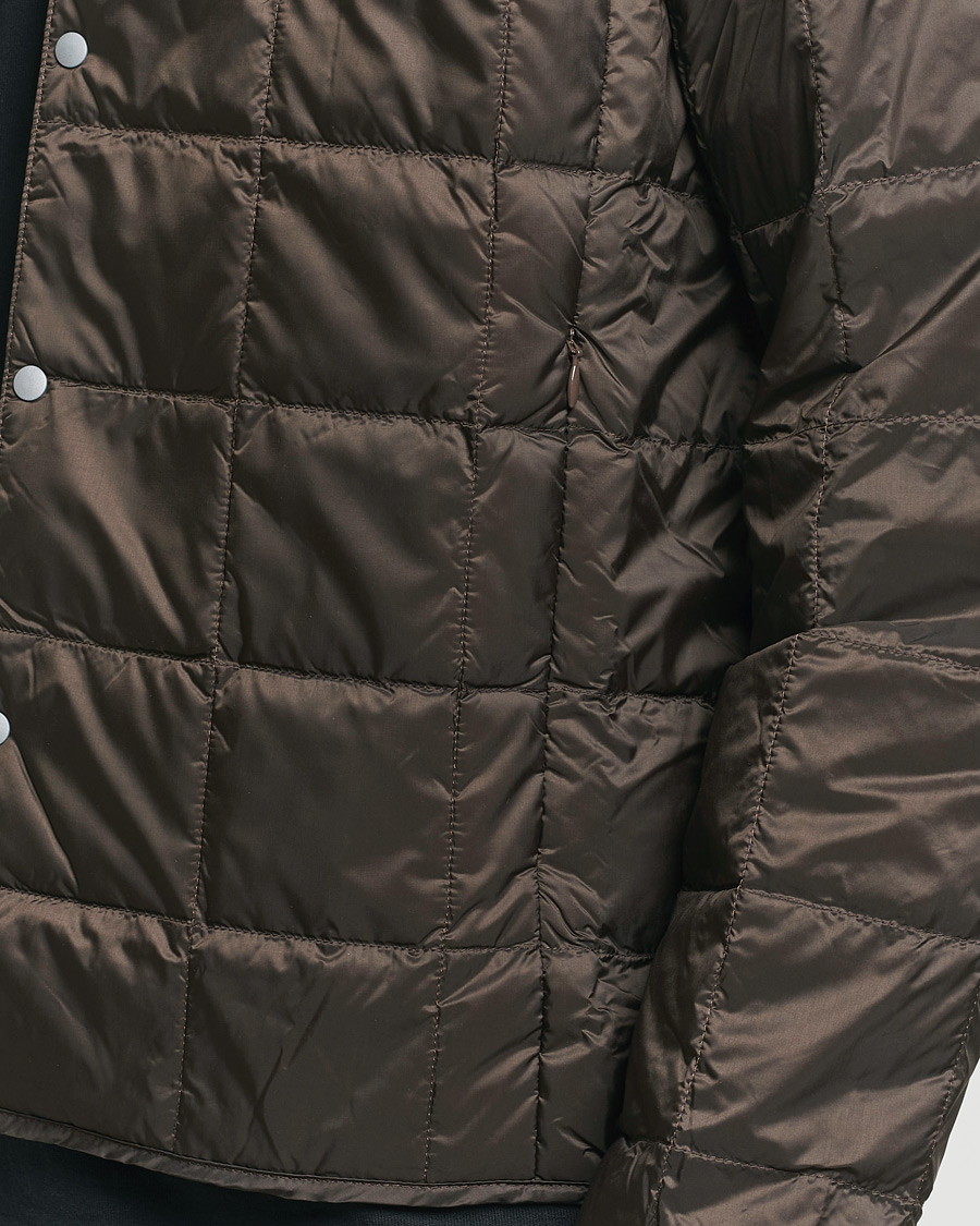 Men | Coats & Jackets | TAION | Crew Neck Button Down Jacket Dark Choco