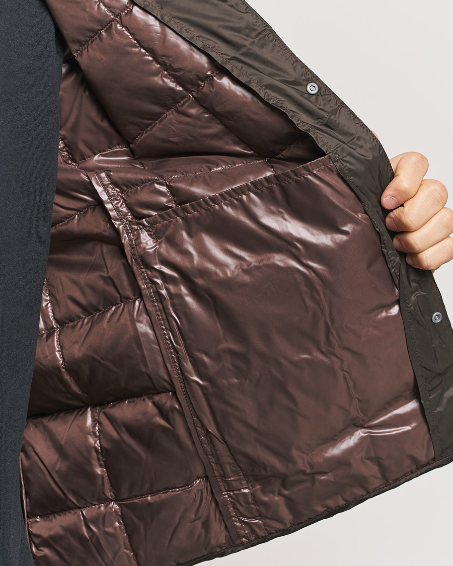 Men | Coats & Jackets | TAION | Crew Neck Button Down Jacket Dark Choco