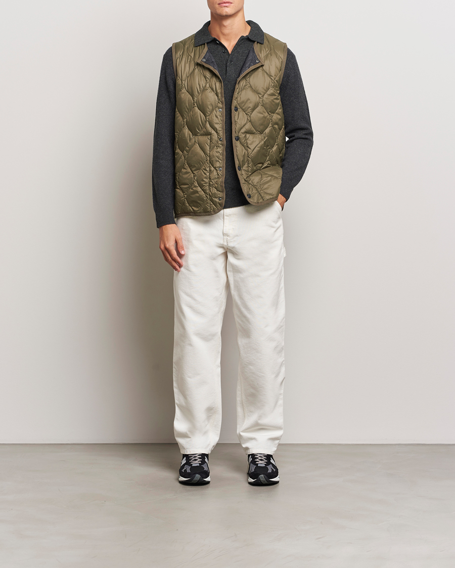 Men | Coats & Jackets | TAION | Military Crew Neck Down Vest Dark Olive