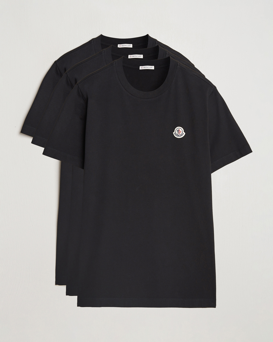 Men | T-Shirts | Moncler | 3-Pack Logo T-Shirt Black