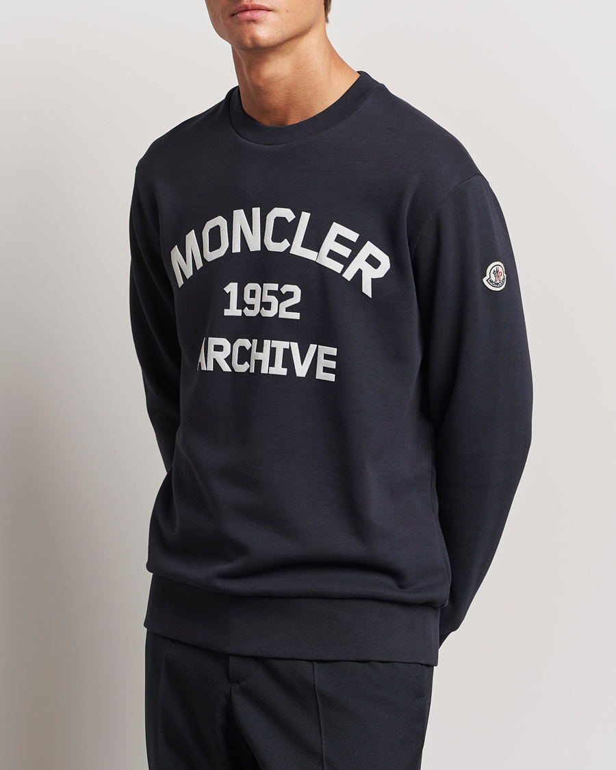 Men | Sweaters & Knitwear | Moncler | Archive Logo Sweatshirt Navy