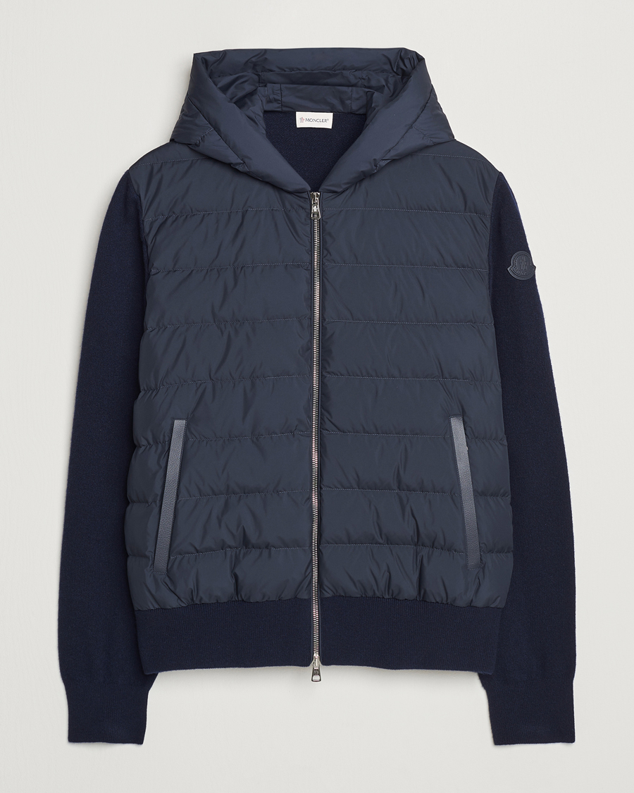 Men | Coats & Jackets | Moncler | Full Zip Padded Hoodie Dark Blue
