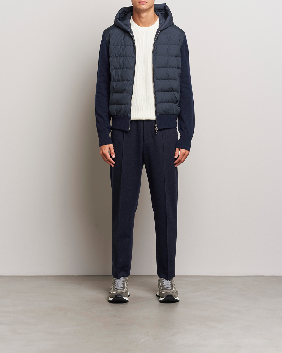 Men | Coats & Jackets | Moncler | Full Zip Padded Hoodie Dark Blue