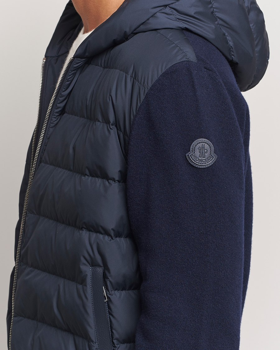 Men | Coats & Jackets | Moncler | Full Zip Padded Hoodie Dark Blue