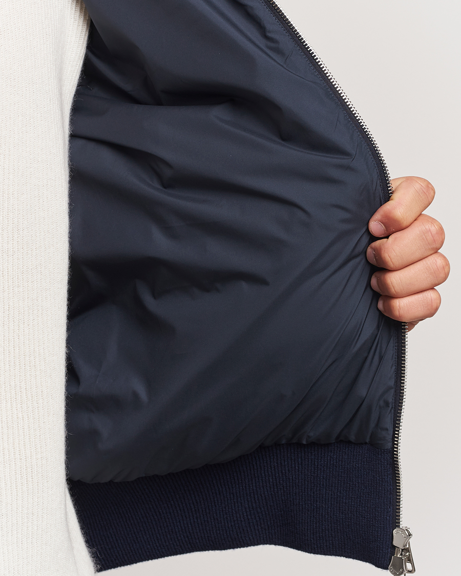 Men | Coats & Jackets | Moncler | Full Zip Padded Hoodie Dark Blue