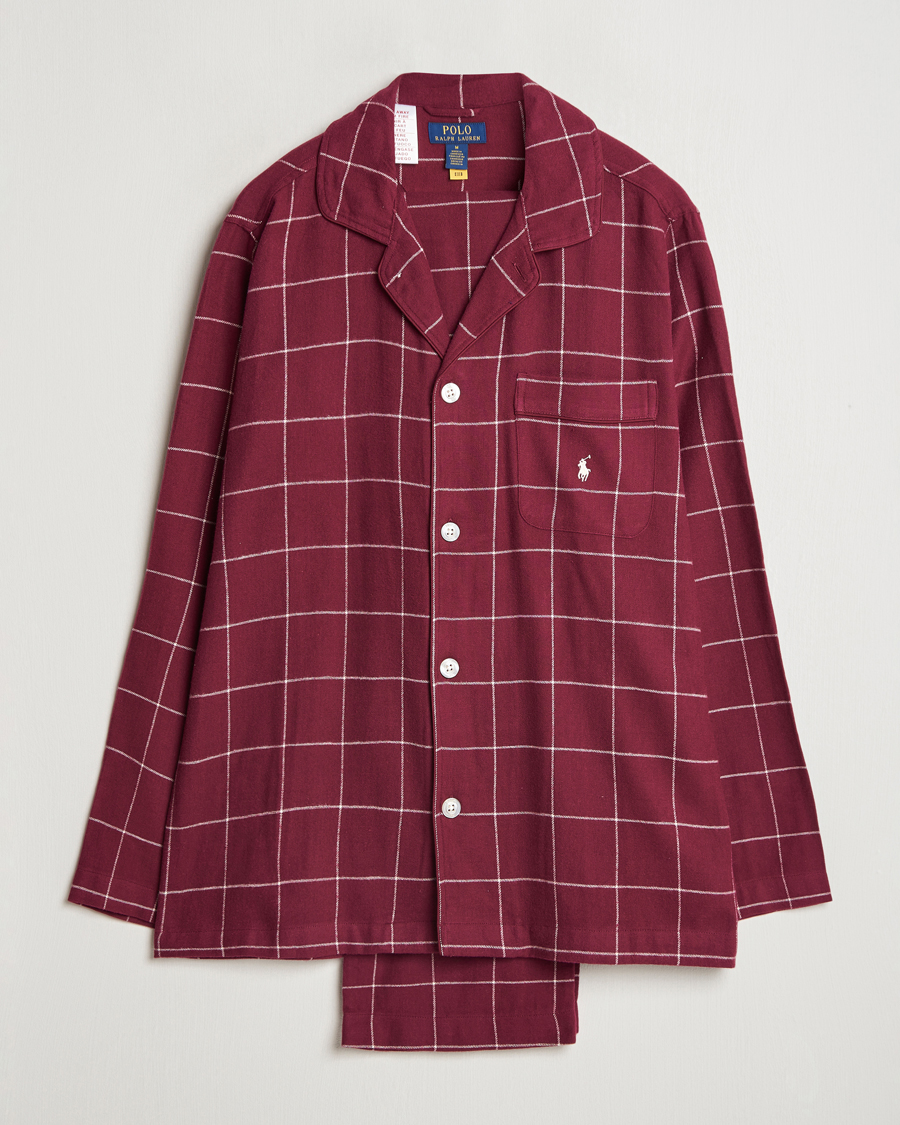 Men | Polo Ralph Lauren Pyjama Set Damson Red Windowpane | Polo Ralph Lauren | Pyjama Set Damson Red Windowpane