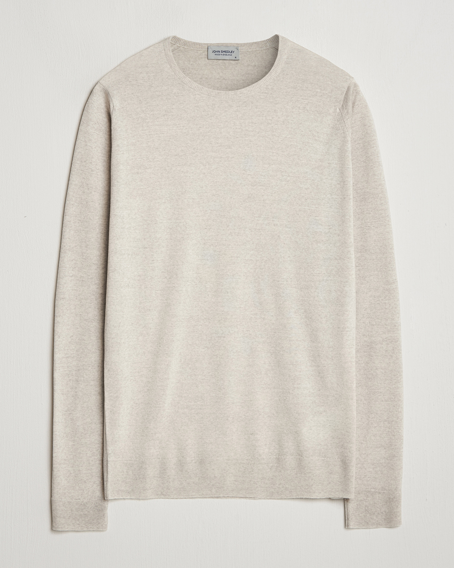 Men | Sweaters & Knitwear | John Smedley | Lundy Extra Fine Merino Crew Neck Grey Fleece