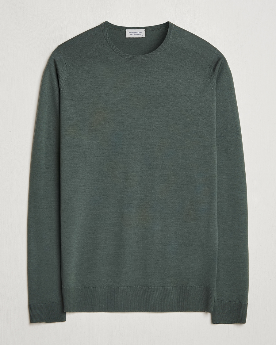Men | Sweaters & Knitwear | John Smedley | Lundy Extra Fine Merino Crew Neck Highland Green