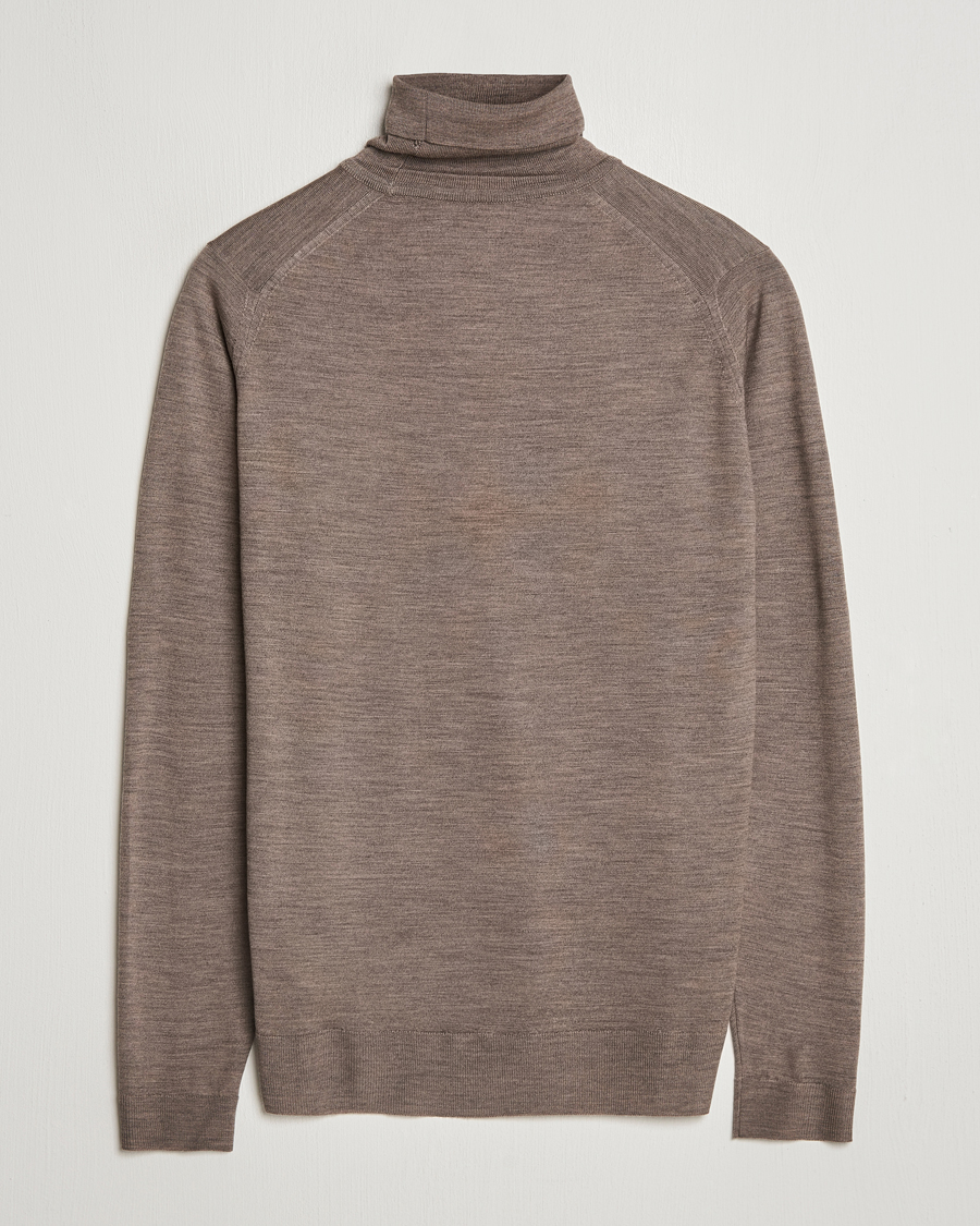 Men | Sweaters & Knitwear | John Smedley | Cherwell Extra Fine Merino Rollneck Mushroom Brown