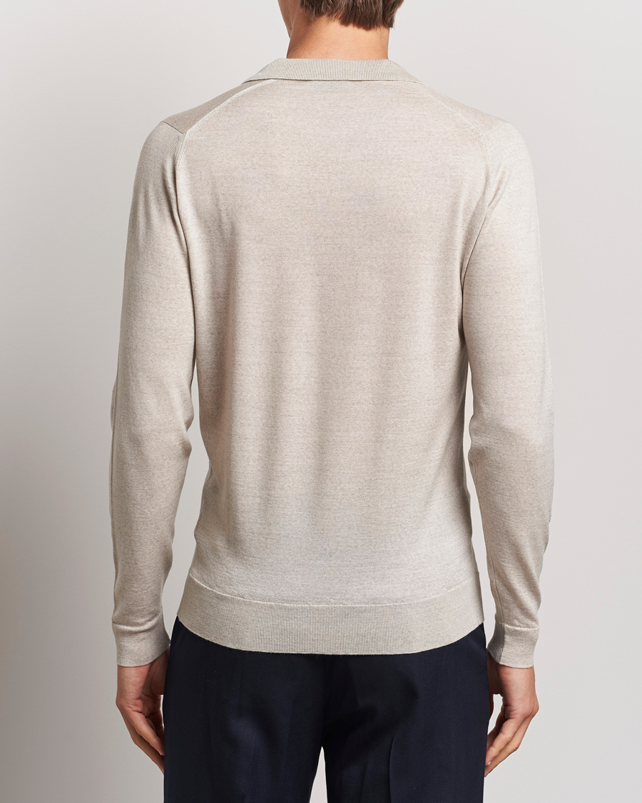 Men | Sweaters & Knitwear | John Smedley | Belper Extra Fine Merino Polo Pullover Grey Fleece
