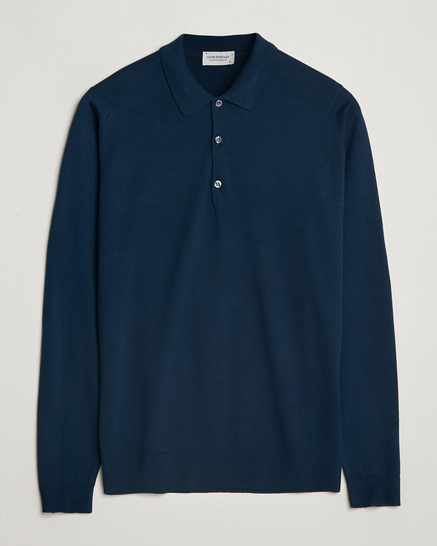 Men | Sweaters & Knitwear | John Smedley | Belper Extra Fine Merino Polo Pullover Orion Green