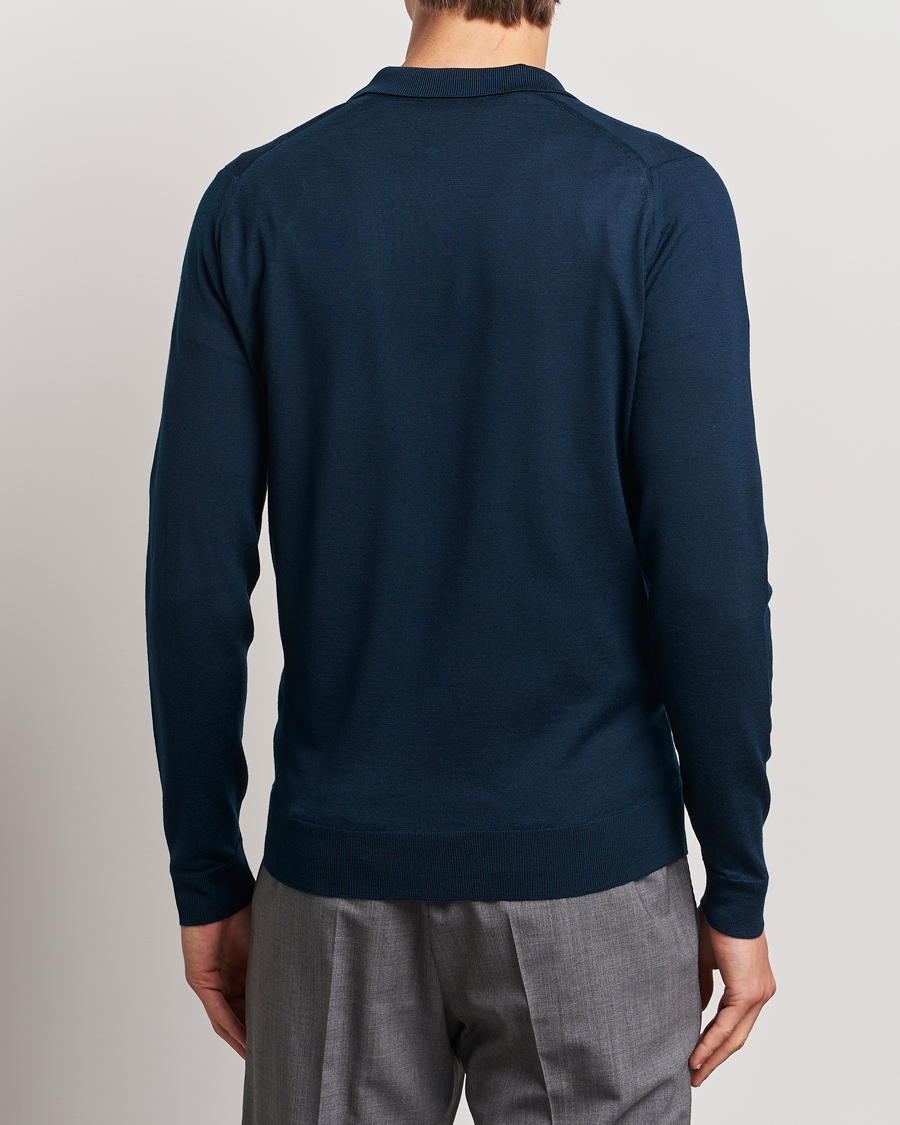 Men | Sweaters & Knitwear | John Smedley | Belper Extra Fine Merino Polo Pullover Orion Green