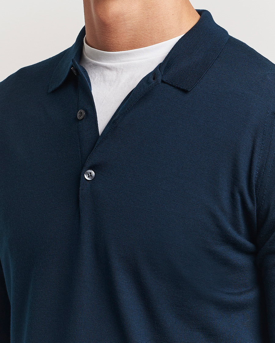 Men | Sweaters & Knitwear | John Smedley | Belper Extra Fine Merino Polo Pullover Orion Green