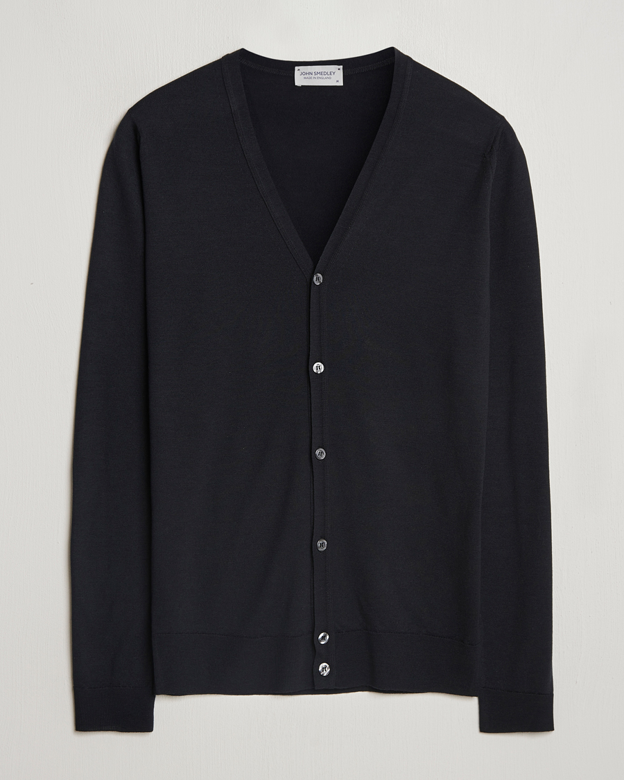 Men | Sweaters & Knitwear | John Smedley | Petworth Extra Fine Merino Cardigan Black