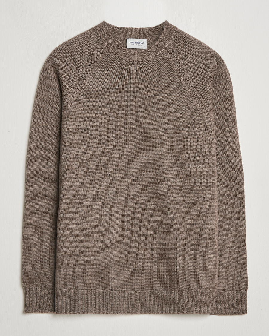 Men | Sweaters & Knitwear | John Smedley | Denver Extra Fine Merino Crew Neck Mushroom Brown