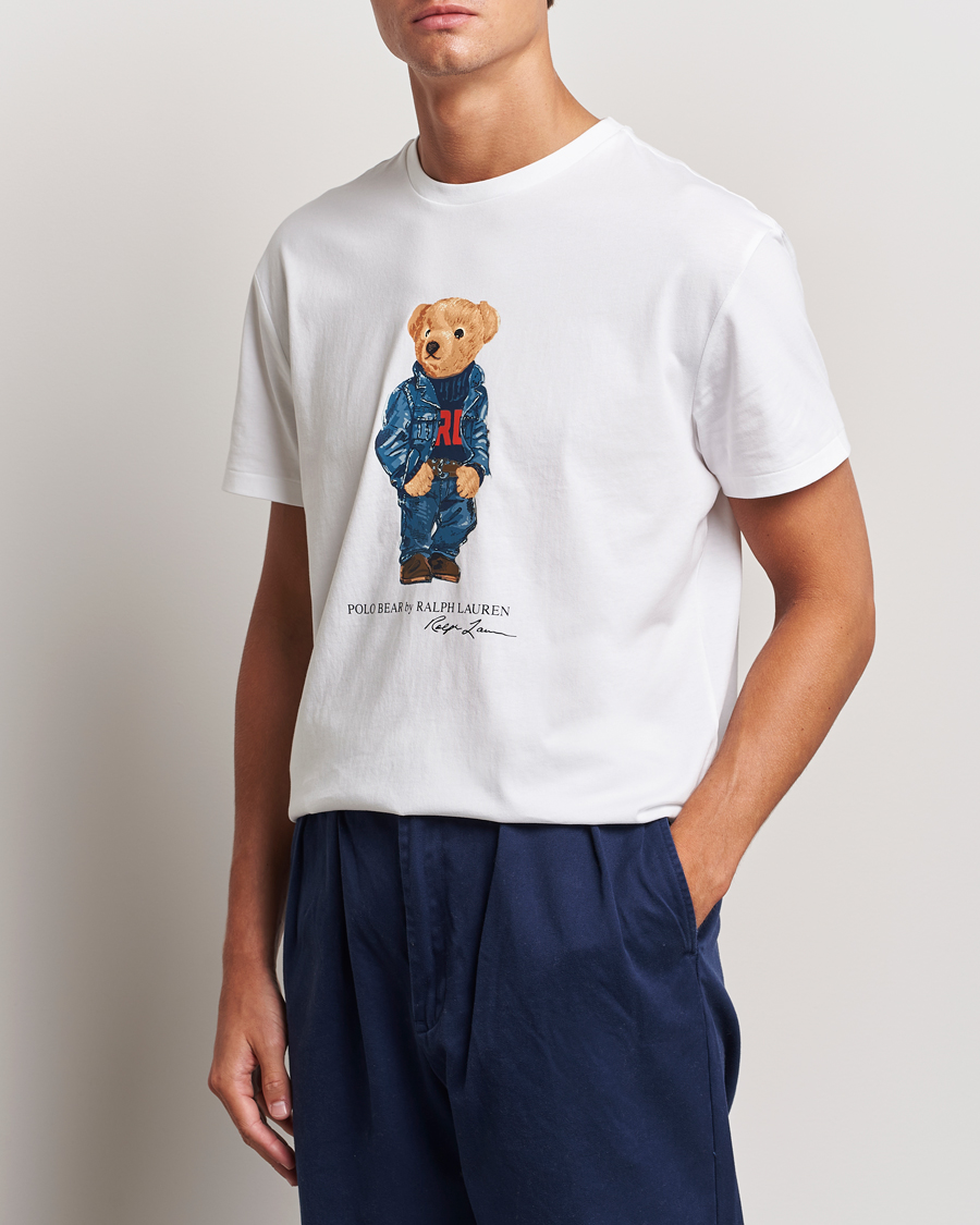 Men | T-Shirts | Polo Ralph Lauren | Crew Neck T-Shirt White Denim Bear