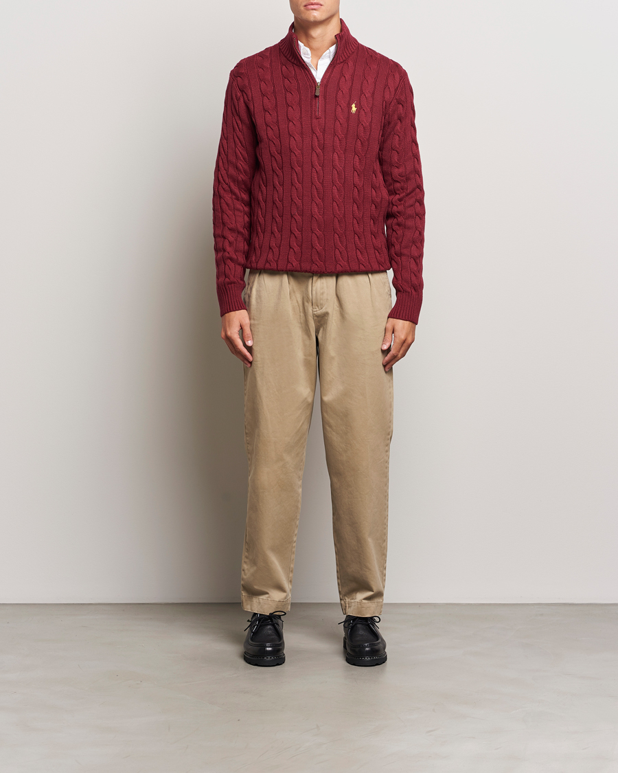 Men | Sweaters & Knitwear | Polo Ralph Lauren | Cotton Cable Half Zip Red Carpet
