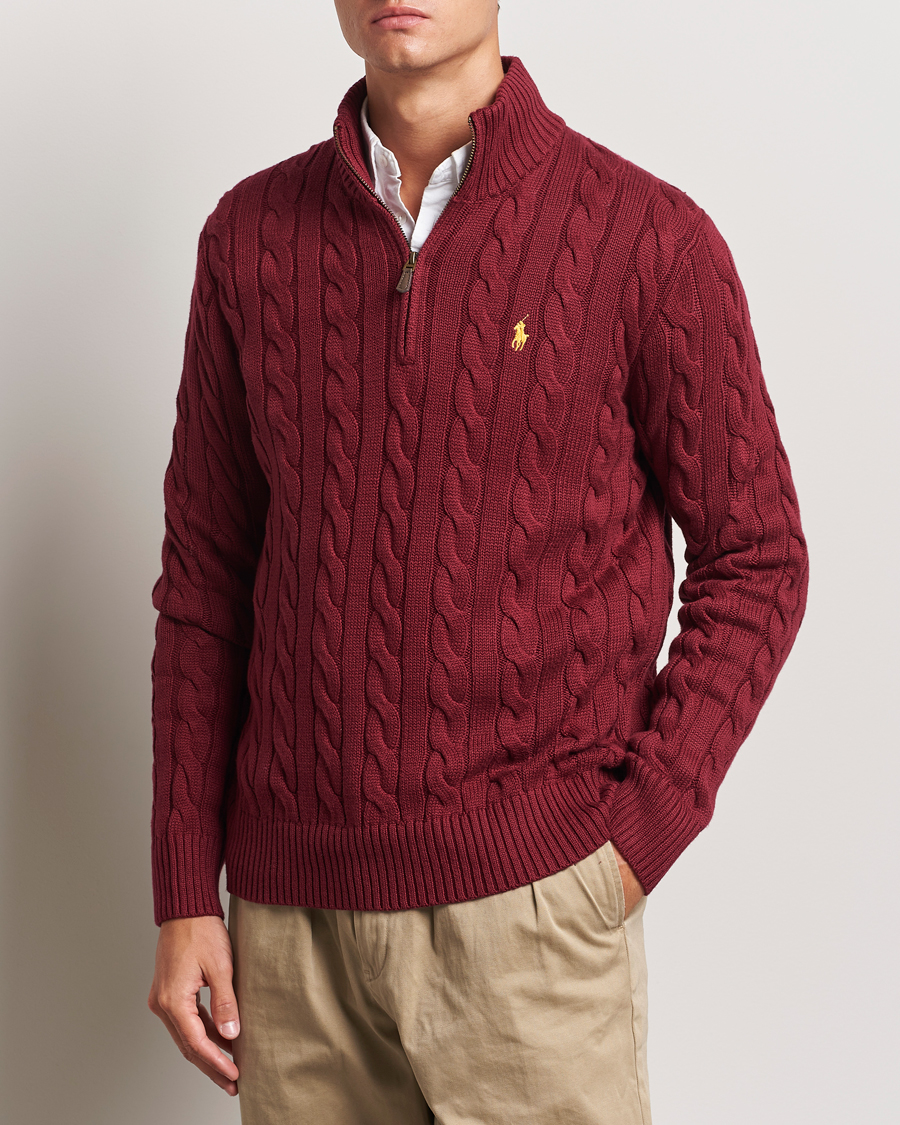 Men | Sweaters & Knitwear | Polo Ralph Lauren | Cotton Cable Half Zip Red Carpet