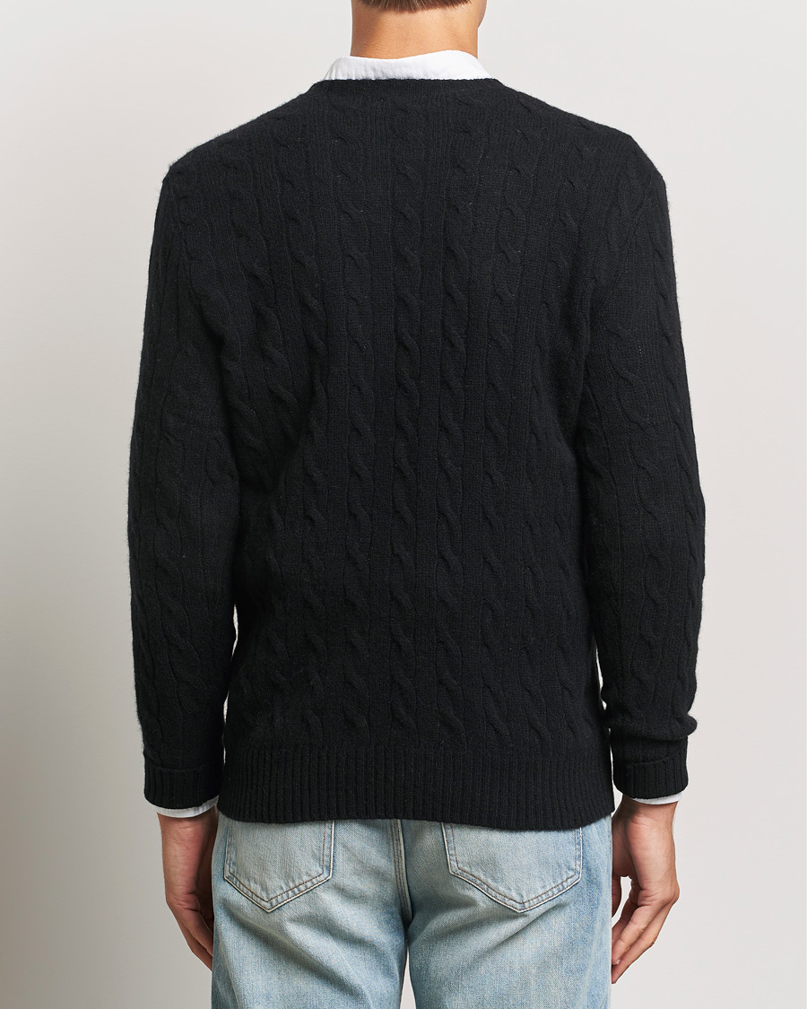 Men | Sweaters & Knitwear | Polo Ralph Lauren | Wool/Cashmere Cable Crew Neck Polo Black