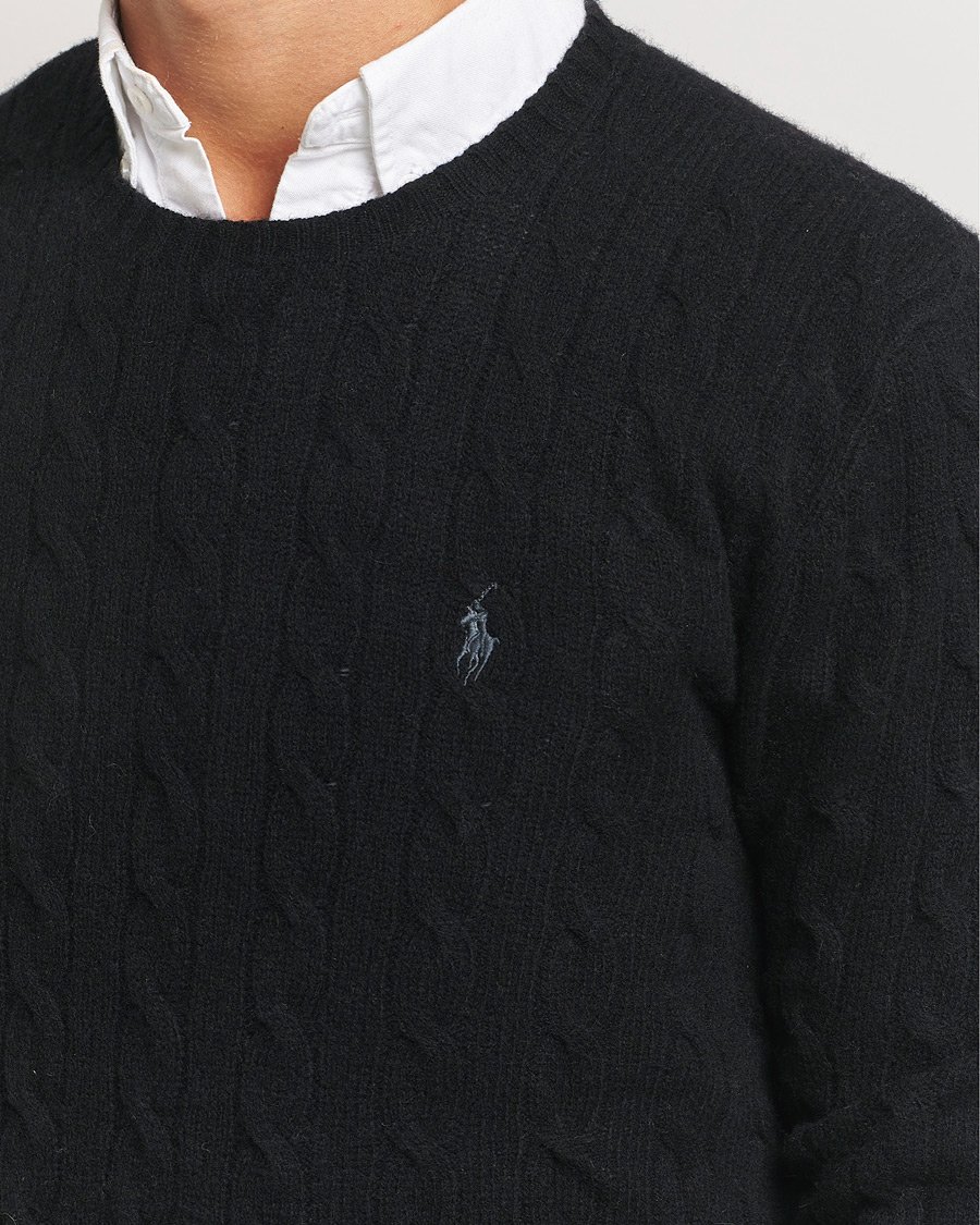 Men | Sweaters & Knitwear | Polo Ralph Lauren | Wool/Cashmere Cable Crew Neck Polo Black