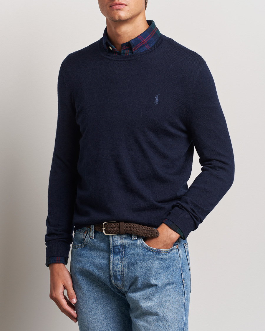 Men | Sweaters & Knitwear | Polo Ralph Lauren | Merino Crew Neck Pullover Hunter Navy