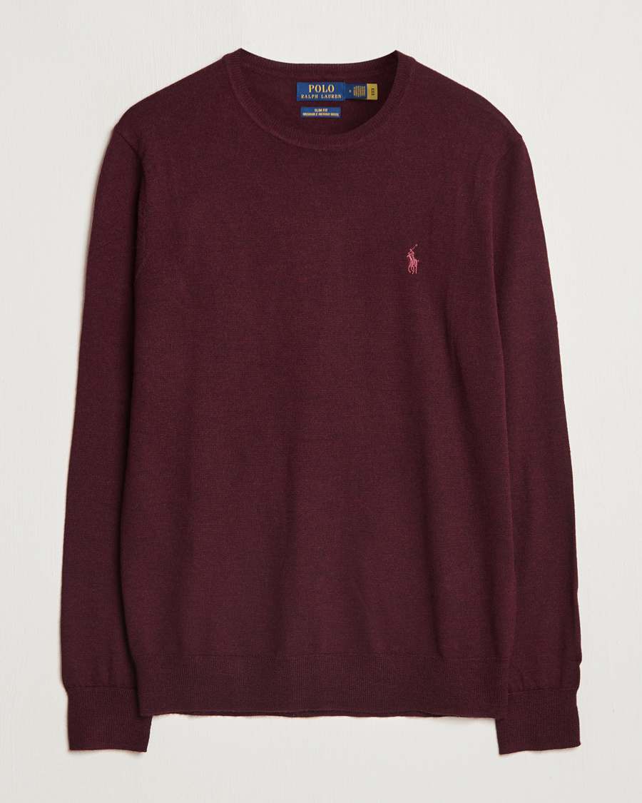 Men | Sweaters & Knitwear | Polo Ralph Lauren | Merino Crew Neck Pullover Aged Wine Heather